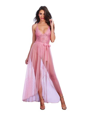  lingerie dreamgirl : body string rose échancré et jupe 
