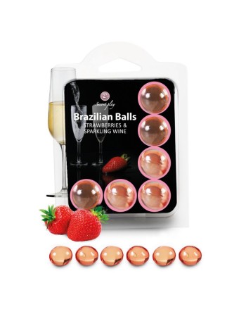 6 brazilian balls au parfum fraise et champagne 33862