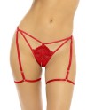 string ouvert rouge avec portejarretelles ajustable de rené rofé lingerie