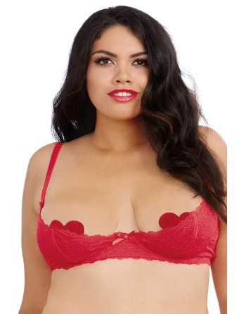  lingerie sexy : soutiengorge rouge seins nus grande taille