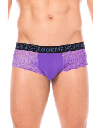  minipants violet en dentelle florale et poche de maintien opaque.